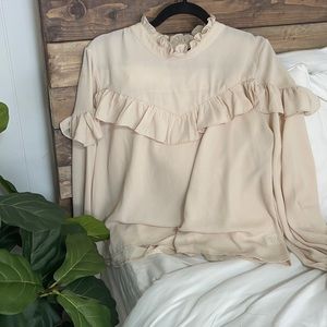 Long sleeve bell sleeve blouse